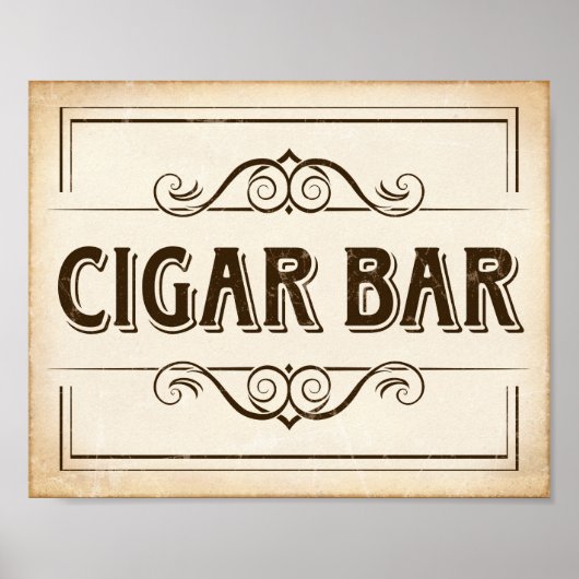  CIGAR BAR-gebarentafdruk Poster (Voorkant)