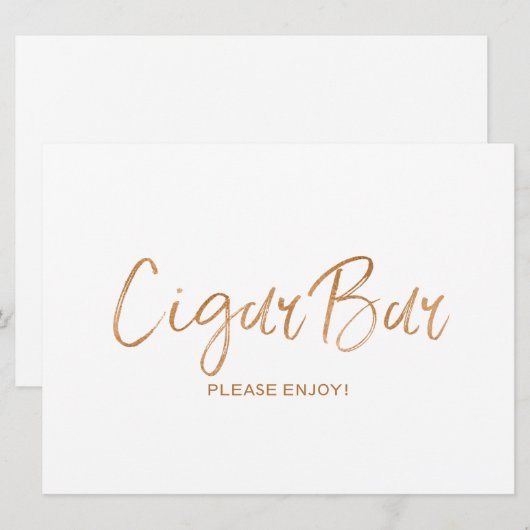 "Cigar Bar" Teken Trouwdag | Stijlvolle Gouden Roo Kaart (Voorkant / Achterkant)