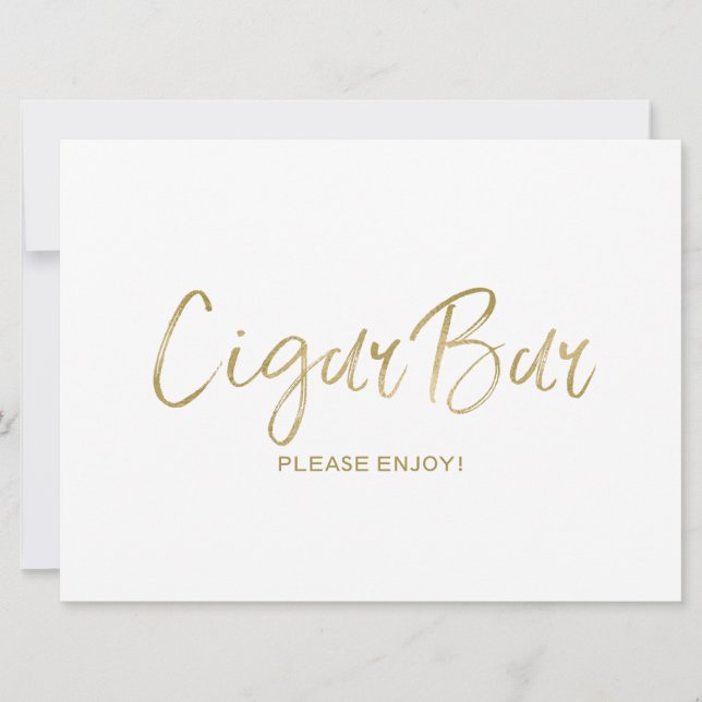"Cigar Bar" Trouwbord | Stijlvolle Gouden (Voorkant)