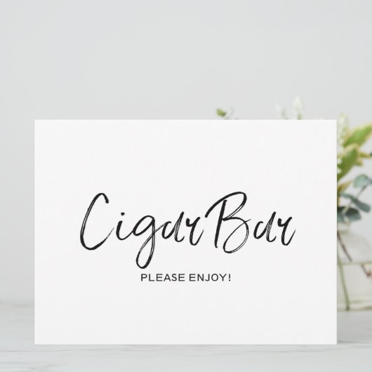 "Cigar bar" Trouwbord | Stijlvolle handgeschreven  Kaart (Staand voorkant)