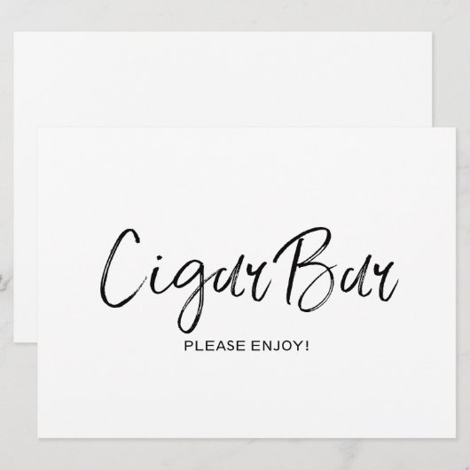 "Cigar bar" Trouwbord | Stijlvolle handgeschreven  Kaart (Voorkant / Achterkant)