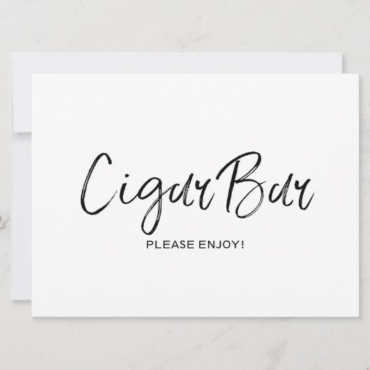"Cigar bar" Trouwbord | Stijlvolle handgeschreven  Kaart (Voorkant)