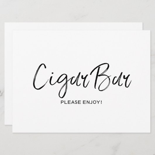 "Cigar bar" Weddenschap | Stijlvol handschrift Kaart (Voorkant / Achterkant)