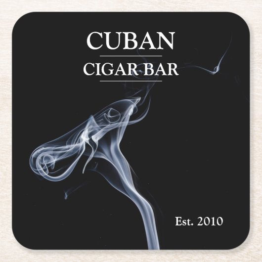 Cigar Bar Zwart en Wit Smoke Trails Biermat Kartonnen Onderzetters (Voorkant)