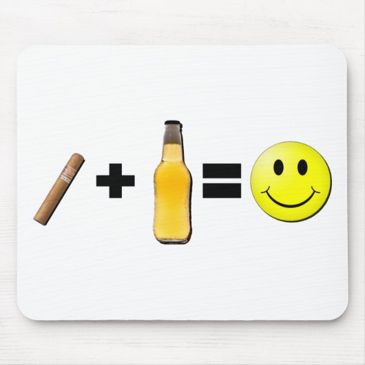 Cigar + Bier = Geluk Muismat (Voorkant)