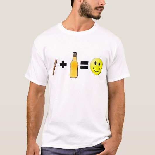 Cigar + Bier = Geluk T-shirt (Voorkant)