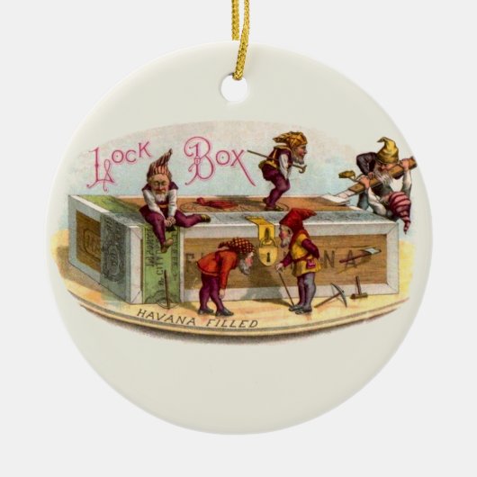  Cigar Box Gnomen Keramisch Ornament (Voorkant)