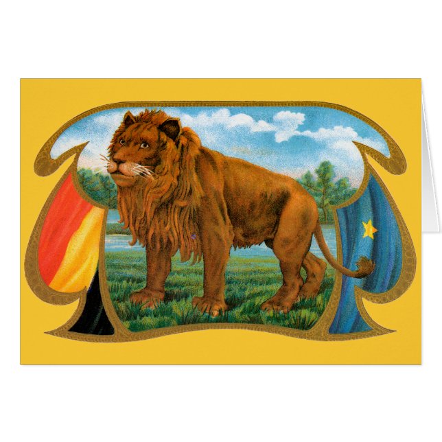  Cigar Label Art, Afrikaanse leeuw in Savannah (Voorkant Horizontaal)