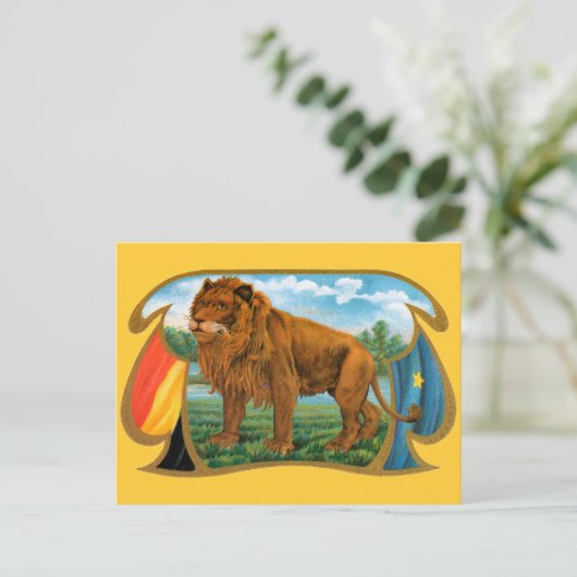  Cigar Label Art, Afrikaanse leeuw in Savannah Briefkaart (Staand voorkant)