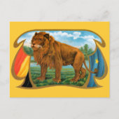 Cigar Label Art, Afrikaanse leeuw in Savannah Briefkaart (Voorkant)