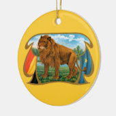 Cigar Label Art, Afrikaanse leeuw in Savannah Keramisch Ornament (Links)