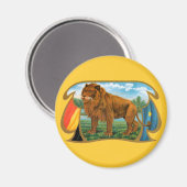 Cigar Label Art, Afrikaanse leeuw in Savannah Magneet (Voorkant / Achterkant)