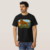 Cigar Label Art, Afrikaanse leeuw in Savannah T-shirt (Voorkant volledig)