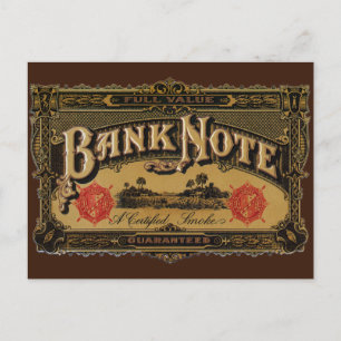 Cigar Label Art, Bank Note Money Finance Briefkaart