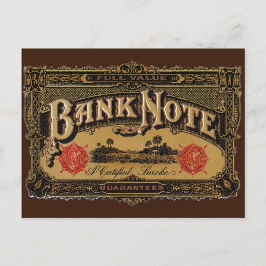  Cigar Label Art, Bank Note Money Finance Briefkaart (Voorkant)