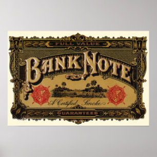 Cigar Label Art, Bank Note Money Finance Poster