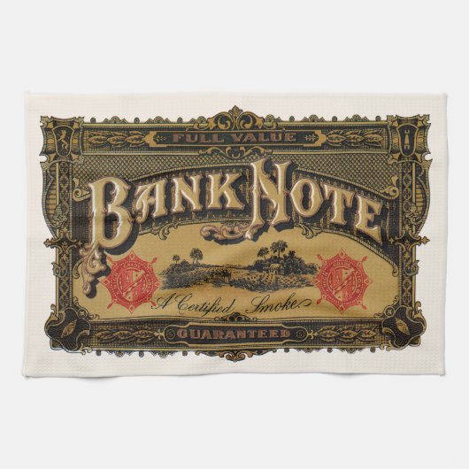 Cigar Label Art, Bank Note Money Finance Theedoek (Horizontaal)
