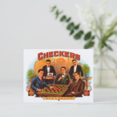 Cigar Label Art, Checkers Mild en Mellow Briefkaart (Staand voorkant)