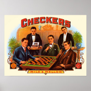 Cigar Label Art, Checkers Mild en Mellow Poster