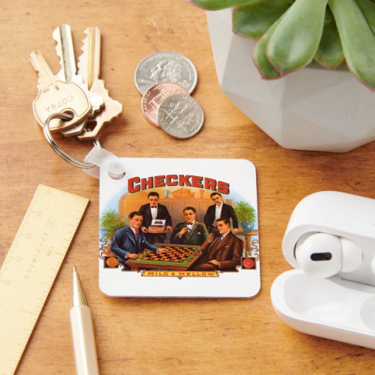 Cigar Label Art, Checkers Mild en Mellow Sleutelhanger (Bureau)