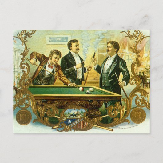 Cigar Label Art, Club Friends Billiards Briefkaart (Voorkant)