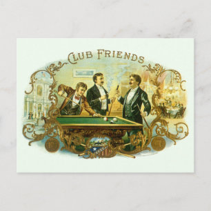Cigar Label Art, Club Friends Billiards Briefkaart
