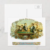  Cigar Label Art, Club Friends Billiards Briefkaart (Voorkant / Achterkant)