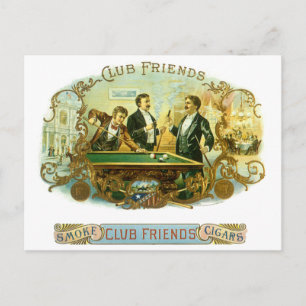 Cigar Label Art, Club Friends Billiards Briefkaart