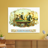 Cigar Label Art, Club Friends Billiards Canvas Afdruk (Insitu (Woonkamer))