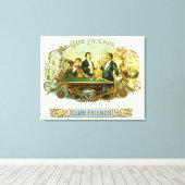 Cigar Label Art, Club Friends Billiards Canvas Afdruk (Insitu (Houten vloer))