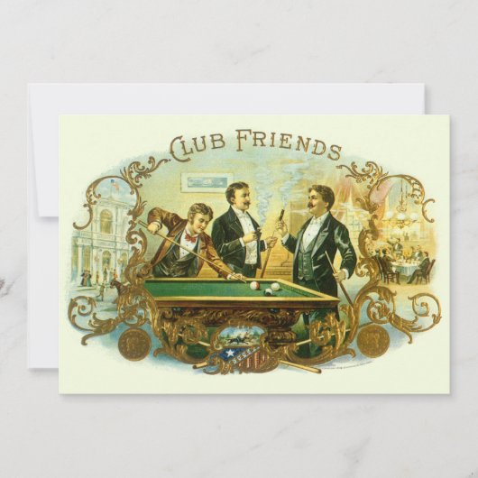  Cigar Label Art, Club Friends Billiards Kaart (Voorkant)
