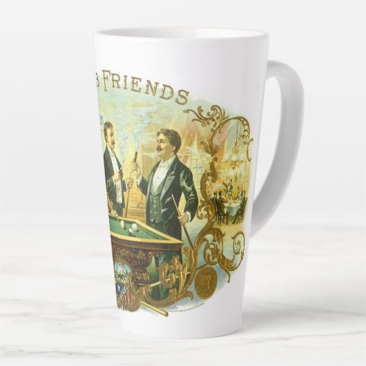  Cigar Label Art, Club Friends Billiards Latte Mok (Rechterhoek)