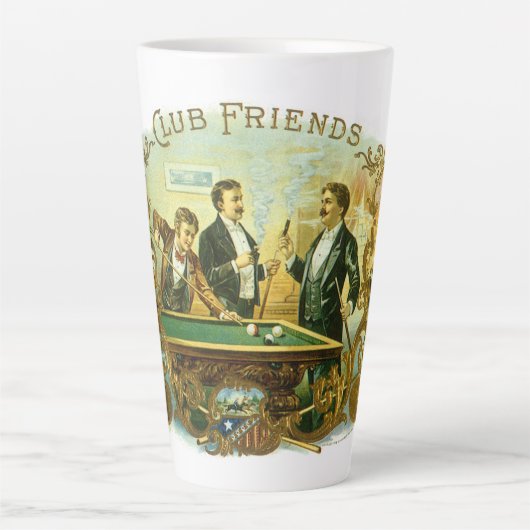  Cigar Label Art, Club Friends Billiards Latte Mok (Voorkant)