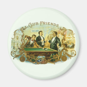  Cigar Label Art, Club Friends Billiards Magneet