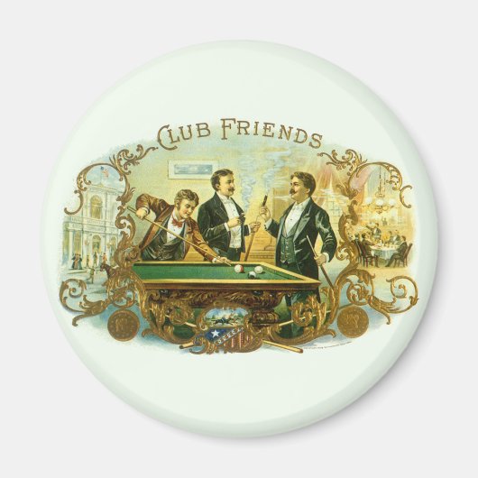 Cigar Label Art, Club Friends Billiards Magneet (Voorkant)