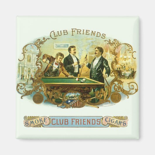 Cigar Label Art, Club Friends Billiards Magneet (Voorkant)