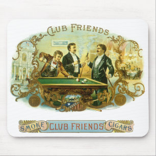 Cigar Label Art, Club Friends Billiards Muismat