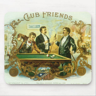  Cigar Label Art, Club Friends Billiards Muismat