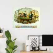  Cigar Label Art, Club Friends Billiards Poster (Thuiskantoor)