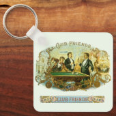  Cigar Label Art, Club Friends Billiards Sleutelhanger (Voorkant)
