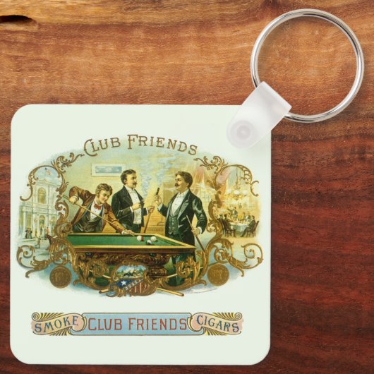  Cigar Label Art, Club Friends Billiards Sleutelhanger (Achterkant)