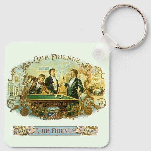  Cigar Label Art, Club Friends Billiards Sleutelhanger (Achterkant)