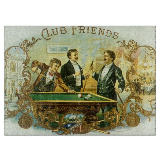  Cigar Label Art, Club Friends Billiards Snijplank (Voorkant)