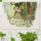  Cigar Label Art, Club Friends Billiards Theedoek (Gevouwen)