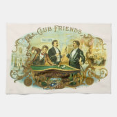 Cigar Label Art, Club Friends Billiards Theedoek (Horizontaal)
