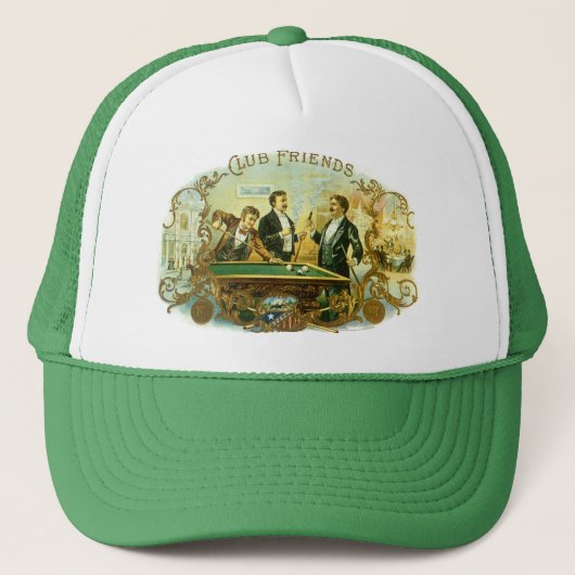  Cigar Label Art, Club Friends Billiards Trucker Pet (Voorkant)
