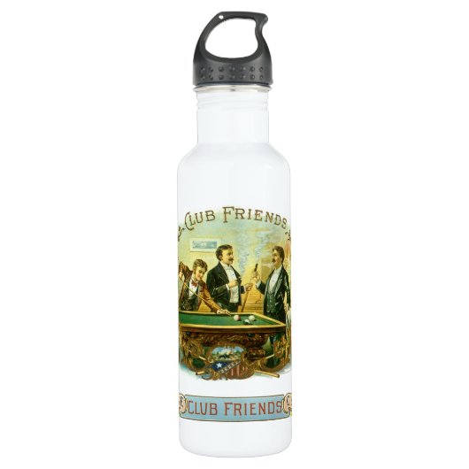  Cigar Label Art, Club Friends Billiards Waterfles (Voorkant)