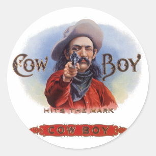  Cigar Label Art, Cowboy past het merk aan