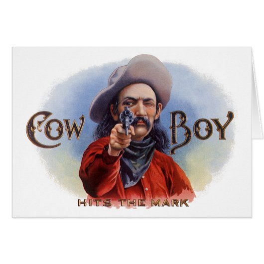 Cigar Label Art, Cowboy past het merk aan (Voorkant Horizontaal)