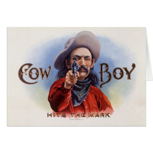  Cigar Label Art, Cowboy past het merk aan (Voorkant Horizontaal)